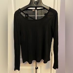 Glitz Black Long Sleeved Shirt/Top with Slit Cutout